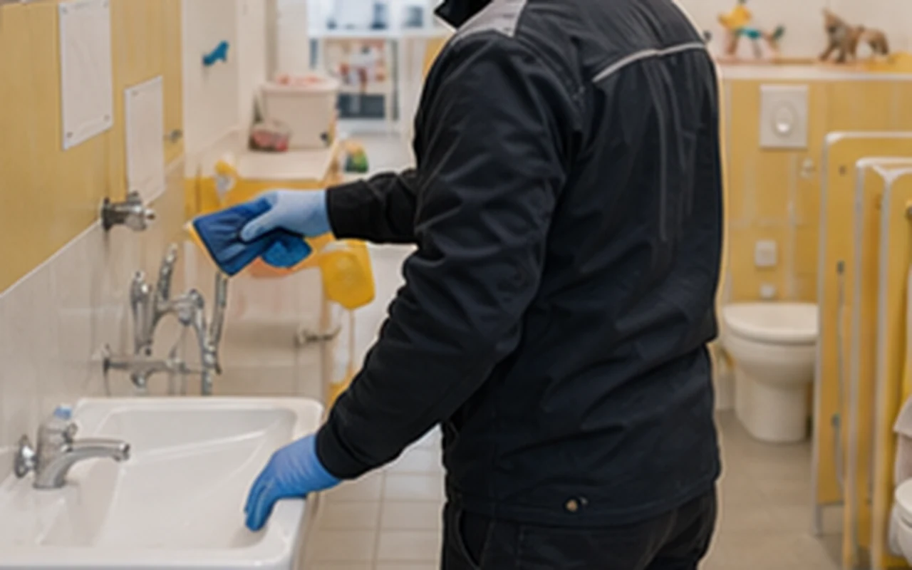 Hygienereinigung im Waschbereich einer Einrichtung