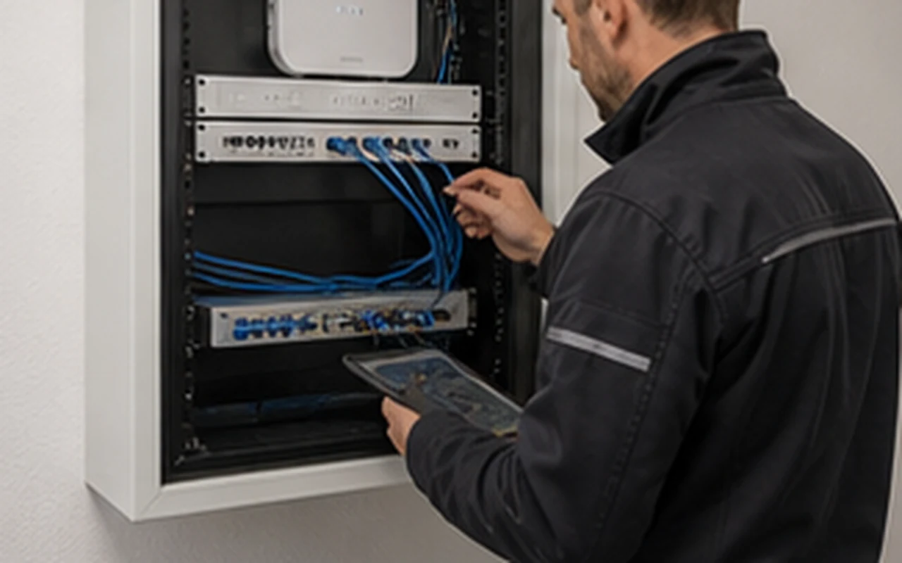 Router und Patchpanel im Schrank
